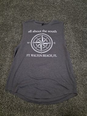All About The South Ft. Walton Beach Gray Graphic Tank Top